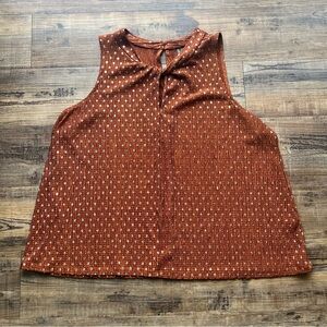 Anthropologie Womens Lennox Twisted Halter Polka Dot Metallic Copper Gold XLP